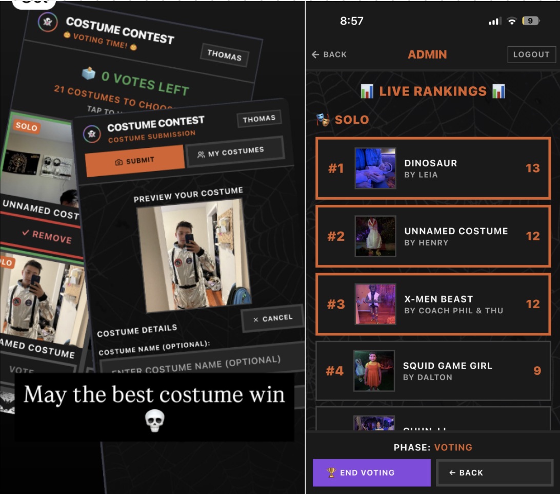 Halloween party: 60 people and a voting app that almost broke